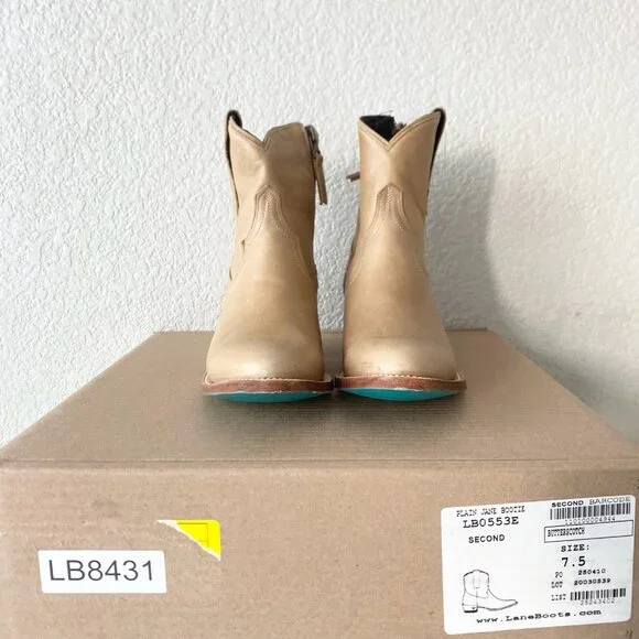 Lane PLAIN JANE Womens Cowboy Booties 7.5 Butterscotch Western Short Ankle Boot - Picture 10 of 11